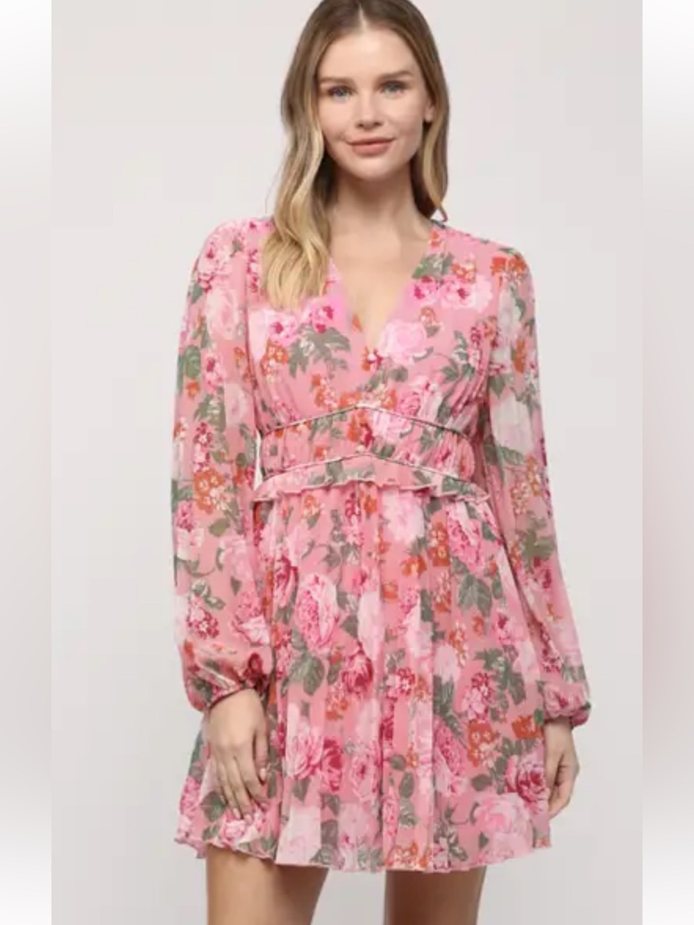 NWT Fate Pink Multi Floral Mini Dress size L